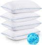 VVZ Cooling Bed Pillows Queen Size Set of 4, Shredded Memory Foam Pillows Cool Cold Pillow for Side Back Stomach Sleepers