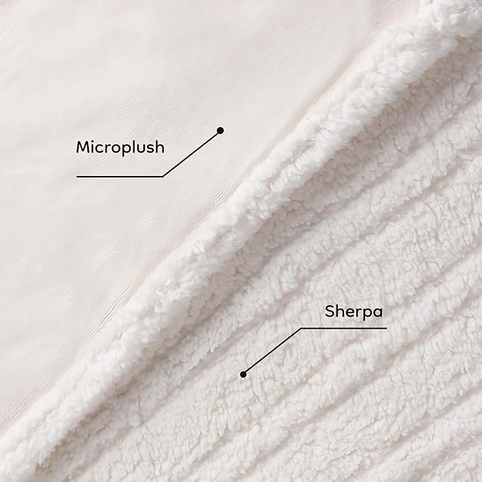 Electric Heated Blanket Throw Size - 50"x60", Soft Flannel Heating Blanket, 4 Heating Levels, 3 H Auto Shut Off, Breathable Warm and Washable for Sofa, White