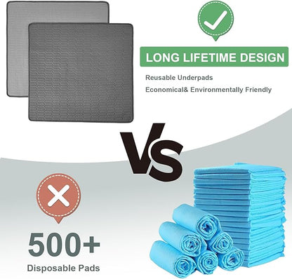 Washable Underpads, 34x52 Inch reusable bed underpads - Heavy Duty Incontinence Bed Pads for Adults, Kids, Elderly, and Dogs, Gray Mattress Pad for Bedwetting