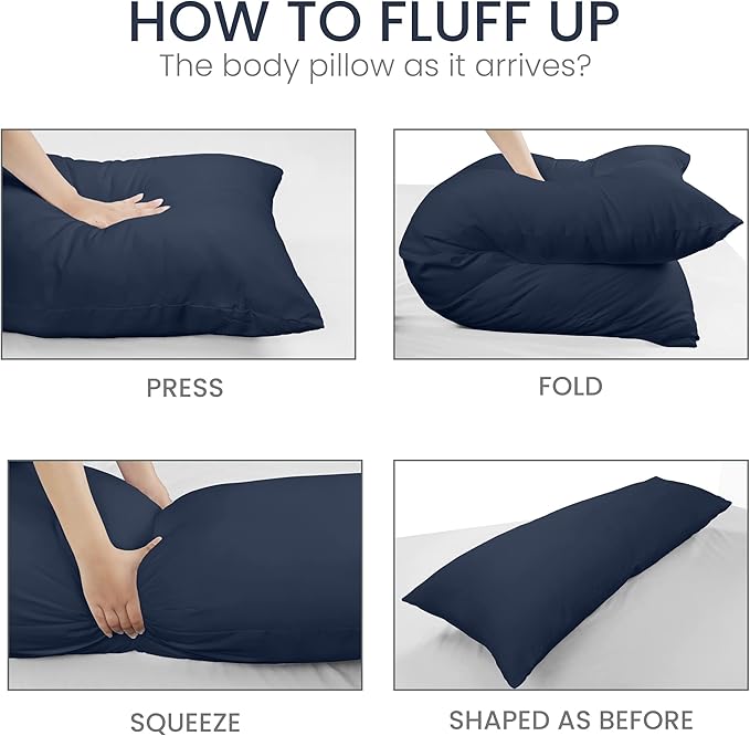 Utopia Bedding Full Body Pillow for Adults (Navy, 20 x 54 Inch), Long Pillow Insert for Sleeping, Ideal for Side Sleepers