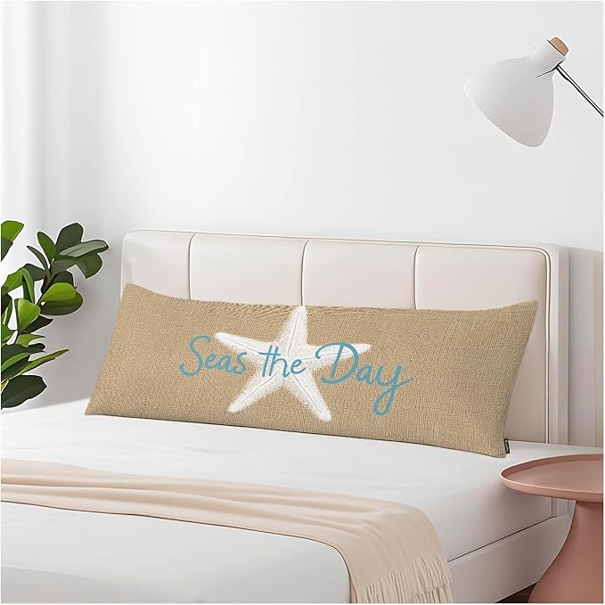 Beach Starfish Body Pillow Cover Seas The Day Decorative Body Pillow Covers Long Pillow Cushion Case Zipper Body Pillowcase Soft Cushion Cover for Bedding,Couch,Home 20"X54"