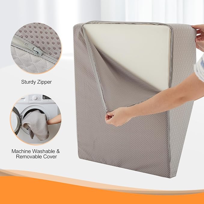 Leg Elevation Pillow for After Surgery, 10inch Foam Leg Elevating Pillow for Swelling and Blood Circulation, Leg Wedge Pillow for Sleeping, Knee Pillow for Knee Hip Ankle Pain Relief, Grey