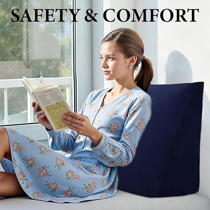 Wedge Pillow Headboard Reading Pillow Triangular Backrest Support Pillow for Sitting in Bed Positioning Support Pillow for Sofa Daybed Removable Cover