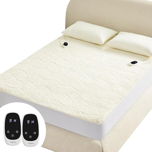 Heated Mattress Pad King, Electric Mattress Pad with 9 Heat Settings, Memory Function, Fast Heating, 1-12 Hours Auto Off, Deep Pocket, Machine Washable, 78"x 80", White