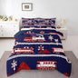 Erosebridal Train Comforter Set Cartoon Car Toddler Bedding, Traffic Transportation Track Comforter for Kids Teens Vintage Steam Engine Railway Decor Quilt Set Room King 3Pcs, Navy Blue Red White