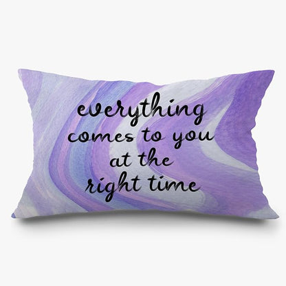 Abstract Purple Inspirational Pillow Covers 12x20, Mindfulness Gifts, Self Motivation Everything Comes to You at The Right Time Decorative Lumbar Pillow Covers for Bedroom Living Room Home