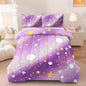 3 Pcs Full Bedding Sets for Girls, Purple Glitter Rainbow Full Size Bed Set, Stars Galaxy Bedding Comforter Set for Girls