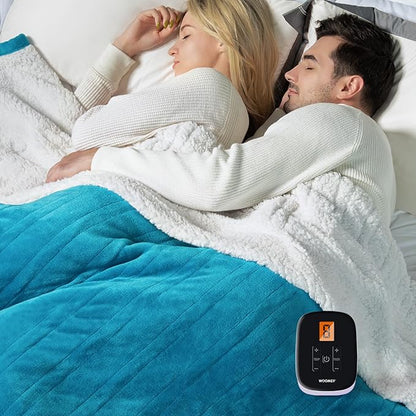 WOOMER Electric Blanket Full Size,Durable Flannel and Soft Sherpa,Dual Control,77”×84” Heated Throw Blanket, 10 Heat Levels&0.5-12h auto-Off,Energy Efficient,ETL Certified
