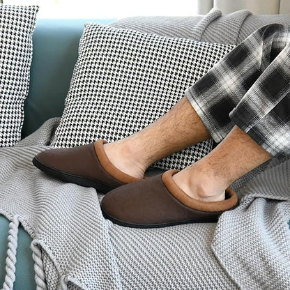 Memory Foam Mens Slippers Slip-On Comfy House Slippers for Men Indoor Outdoor Non-Slip Warm Winter Men’s Bedroom Slippers Size