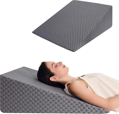 Wedge Pillow 10in Bed Wedge Pillow for Sleeping, Snoring, Back Support, After Surgery, Triangle Pillow, with Washable Cover, Gray