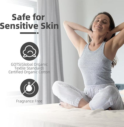 Grounding Sheet, 90% Organic Cotton + 10% Pure Silver Organic Fitted Grounded Sheet for Improved Sleep, Connected Earth Energy - Healthy Sleep Therapy (White, (60.1 * 80 * 15.1inch))