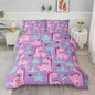 Axolotl Cute Dinosaur Comforter Set Full Size,Girls Bedding Cartoon Dinosaur Bedding Set for Girls Teens Kids Boys Adults Room Decor,Kids Comforter Set All Season,1 Quilt 2 Pillow Cases,Purple