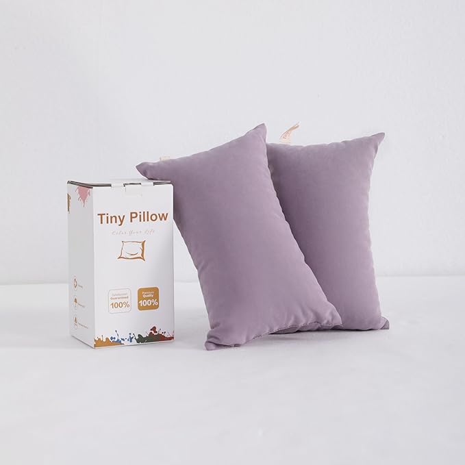 BEDSUM 2 Pack Tiny Pillows, 11"x7" Microfiber Mini Pillow for Toddler, Travel, Pets, Soft and Machine Washable Small Pillows for Neck, Wrist, and Knee Comfort, Lavender