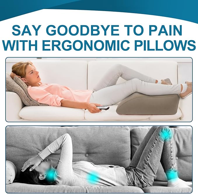 Inflatable Leg Elevation Pillow, Wedge Pillow for Sleeping, Portable Wedge Pillow, Improve Circulataion and Reduce Swelling, for Sleeping, Recovery, Pregnant (Camel)