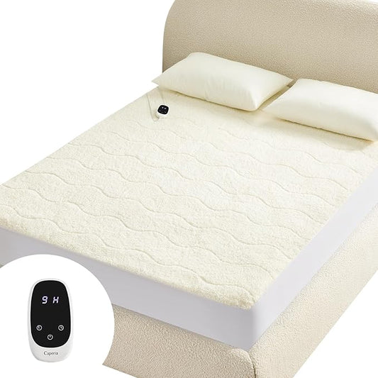Heated Mattress Pad Full, Electric Mattress Pad with 9 Heat Settings, Memory Function, Fast Heating, 1-12 Hours Auto Off, Deep Pocket, Machine Washable, 54"x 75", White