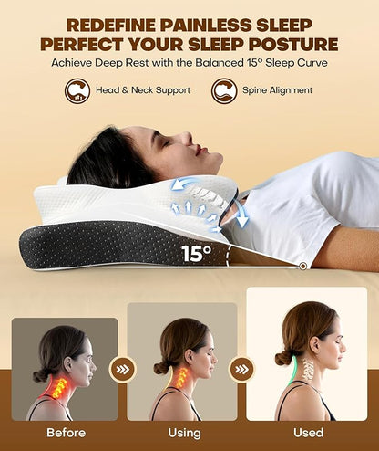 Cozyplayer True Cooling Cervical Neck Pillow for Pain Relief, Ergonomic Side Sleeper Pillow for Neck Support, Odorless Orthopedic Contour Memory Foam Pillows, Bed Pillow for Back Stomach Sleeper