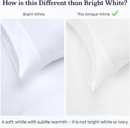 California Design Den 2-Pack Twin Size Bed Sheets Cotton - 400 Thread Count 100% Cotton Sateen - Soft, Breathable Sheets, 2 Sets of Deep Pocket Bed Sheets - Antique White