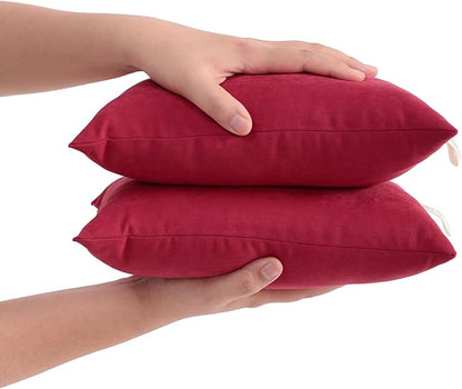 FLXXIE 2 Pack Microfiber Small Mini Pillows, 11x7 Inches, Soft Washable Travel Nap Pillows, Red