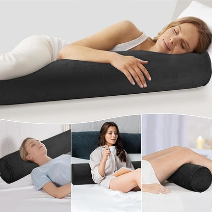 Inflatable Body Pillow for Adults Kids, 47 Inch Body Pillows for Side Sleeper, Travel Body Pillow for Bed, Bolster Pillow, Round Cervical Cylinder Pillow for Sleeping