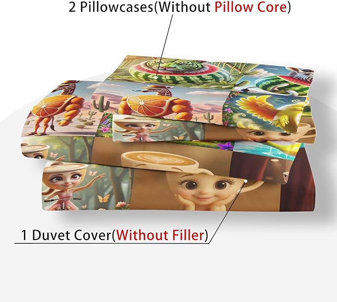 Funny Fusion Animals Bedding Set,Fusion Animals Duvet Cover Twin Full Queen King Set for Kids Boys Bed Decor Gifts (Color 9,Full (80" x 90"))