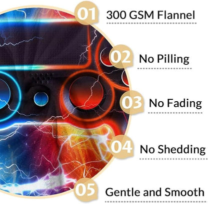 Gamer Blanket for Boys - 50" x 60" Cool Blankets Gifts for Teen Boys - Cozy Flannel Throws Decor for Living Room, Couch