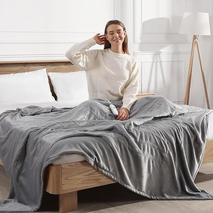 Heated Blanket King Size Electric Blanket 100''X90'', Fast Heating Blanket Ultra Soft Warming Blankets for Adults with 5 Heat Levels & 10 Hrs Timer, Machine Washable Queen Heated Blanket(Subtle Gray)