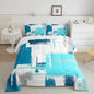 Abstract Bedding Set Comforter Set for Kids Boys Girls Teens Room Decor Modern Abstract Art Comforter Teal Blue White Duvet Set 2Pcs Toddler Size