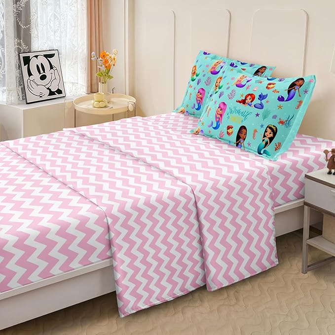 Kids Twin Comforter Set with Sheets for Girls 5-Piece Complete Set Easy-Wash Super Soft Microfiber Comforter Bedding, Mermaid Bed Set Twin Size