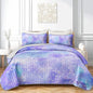QOOMO Purple Galaxy Quilt Set Twin Size,Starry Sky Bedspread Coverlet Set,Constellation 3Pcs Bedding Set Printed Quilt with 2 Pillowcases,Soft and Lightweight,for All Seasons