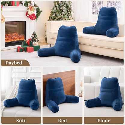 Sasttie Reading Pillow, Pillows for Reading or Relaxing – Ergonomic Support for Head, Neck, Back, and Lumbar, 21-Inch, Navy Blue