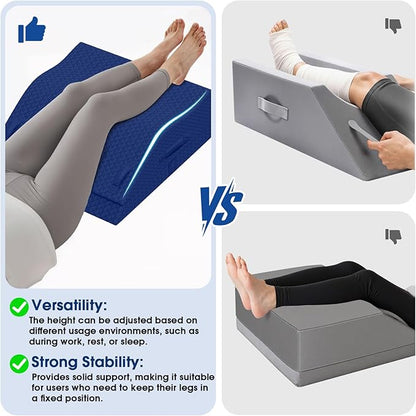 Elevation Pillows for Leg After Surgery, Memory Foam Adjustable Wedge Pillow for Injury or Rest, Ankle Pillow for Sleeping Blood Circulation Blue/Double Leg
