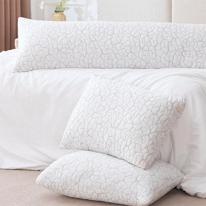Cooling Pillows for Sleeping 1 Pack, Queen Size Adjustable Shredded Memory Foam Pillows, Firm Bed Pillows for Side, Back, Stomach, Hot Sleepers, Cold Pillow with Removable Washable Cover
