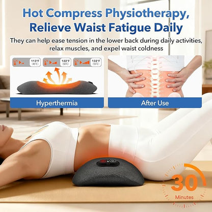 3 in 1 Rechargeable Back Massager with Heat, Height Adjustable for Bed and Chair, Electric Lumbar Support Pillow Back Massager, Relieves Deep Tissue Pain, Lumbar Wedge Cushion