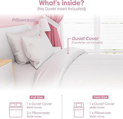 SANDJEST White Duvet Cover Sets Twin Size for Kids Boys Girls, Include 1 Polyester Comforter Cover 68x86 Inches and 1 Pillowcase 20x26 Inches, Comforter Not Included, Gift for Christmas Birthday