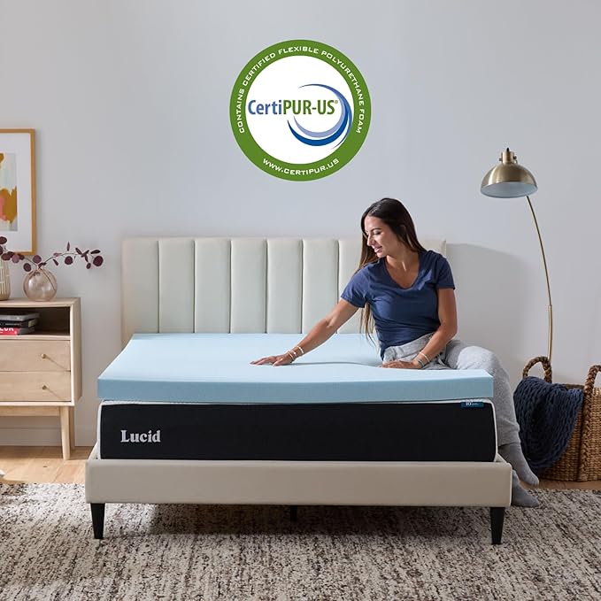 LUCID 3-inch Ventilated Gel Memory Foam Mattress Topper - King