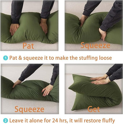 WhatsBedding Memory Foam Body Pillow with Breathable Zippered Cotton Cover, Full Body Pillow for Adults, Long Pillow for Sleeping, Firm Pillow Fluffy Supportive, Forest Green