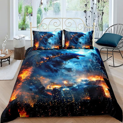 Duvet Cover Set Twin Size Dinosaur Comforter Cover Boys Bedding Set 3D Kids Bedroom Gift 1 Piece Duvet Cover 2 Pieces Pillow Shames No Comforter (Dino39, Twin)