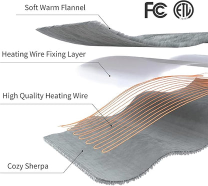 ESTINGO Electric Blanket Full Size, Heating Blanket Full with 6 Heating Levels & 1-10 Hours Auto Off, Machine Washable Plush Heating Blanket with Timer for Bed Camping Office 72" x 84", Cool Gray
