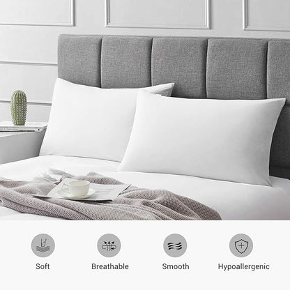 Avolare 2 Pack Pillow Cases Queen, Stretch Cooling Pillowcases for Hair Skin and Hot Sleepers, Arc-Chill Q-max>0.5 Soft Silky Pillow Covers with Zipper for Standard & Queen Size Pillows - White
