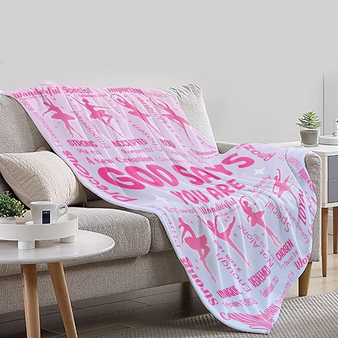 Ballet Bible Verse Blanket, Inspirational Scripture Religious Gifts for Christian, Warm Soft Flannel Bible Throw for Bed Sofa Decoration 50"x60" for Teen