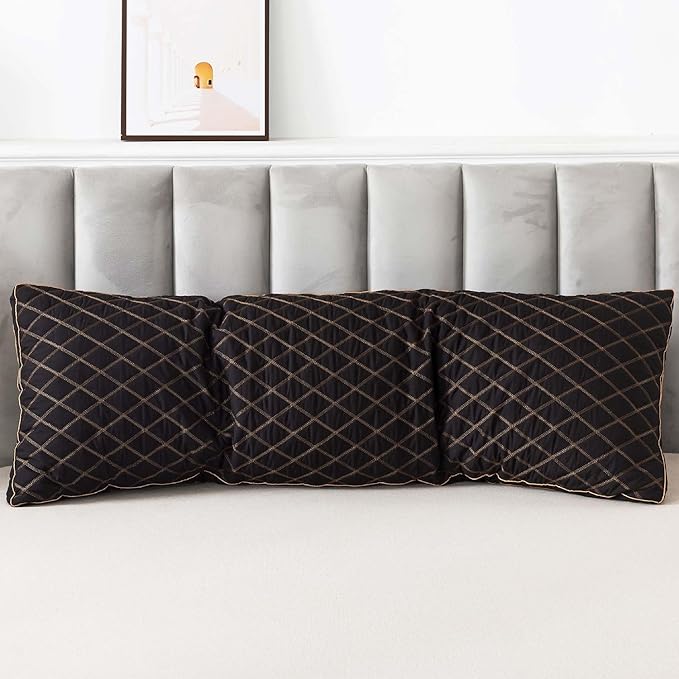 WhatsBedding Memory Foam Body Pillow for Adults, Long Pillow for Sleeping, Full Body Pillow for Bed - 20x54 inch, Black Quilted