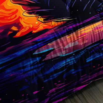 Cool Monster Truck Comforter Set King Size,Colorful Racing with Flame Bedding for Kids Boys Teens Room Decor,Cartoon Cars Sport Themed Bedding Sets with 2 Pillowcases.