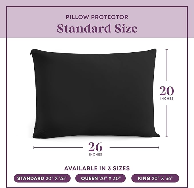 CirclesHome Pillow Protectors 2 Pack Standard Zippered - 100% Cotton Breathable Pillowcases - Protects Pillows from Dirt, Dust and Debris (Standard - Set of 2 - 20x26)