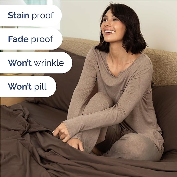 Full 6 Piece Sheet Set - Comfy Breathable & Cooling - Ultra Soft Hotel Luxury Bedding Set with 8-16 Inch Deep Pockets - 1 Flat & 1 Fitted Sheet & 4 Pillowcases - Cozy, Wrinkle Free & Easy Care - Brown