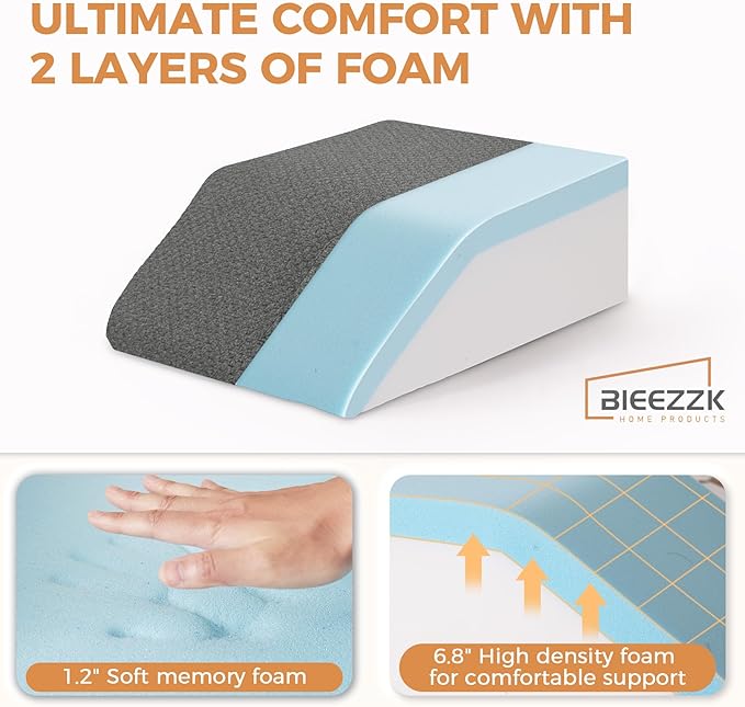 Leg Pillow Elevation Blood Circulation, Leg Elevation Pillows for After Surgery, Swelling, Leg Elevating Pillows with Cover and Handle, Leg Pillow for Pain Relief, 23.6×16.8×8 Inch, Dark Grey