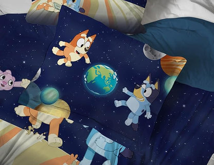 Jay Franco Kids Comforter Set Includes Sheets and Pillow Covers - Soft and Cozy Bed Set for Stylish Room Decor, Blue - Bluey & Bingo, 7 Piece Full