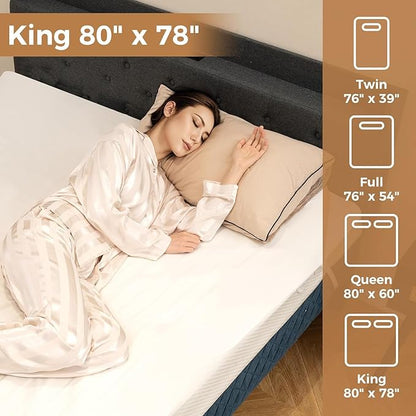 MAT EXPERT Heated Mattress Pad King, Machine Washable Electric Mattress Pad w/Dual Controller, 9 Heat Settings & 9H Auto Shut-Off, Overheat Protection, Fit Up to 10”, Bed Warmer, 80” x 78”, White