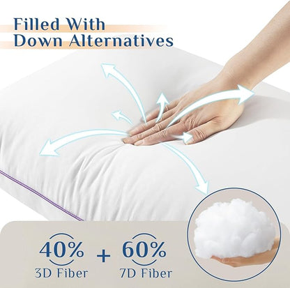 JOLLYVOGUE Pillows Standard Size Set of 1, Washable Supportive Single Bed Pillow with Super Soft Down Alternative Fill, Luxury Fluffy Hotel Quality for Side, Back, and Stomach Sleepers