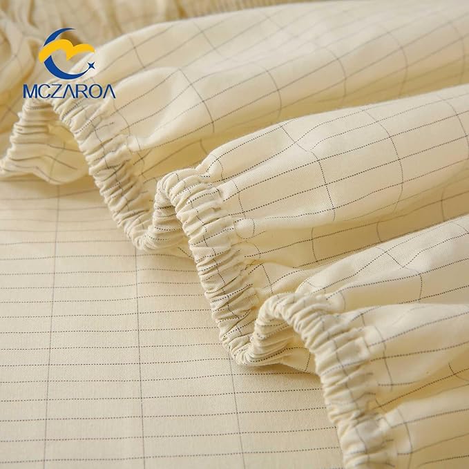 Grounding Sheets Queen, 12% Silver+88% Organic Cotton, Fitted Grounded Bed Sheet Deep Pocket for Improved Sleep & Wellness (White, Queen - 60"x80"x15")