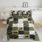 Feelyou Deer Print Comforter Soft Quilt for Girls, Bear Camouflage Bedding Set Kids Deer Hunting Arrow Grid Plaid Comforter Set Decor,Green Collection 2Pcs Twin Size Boys